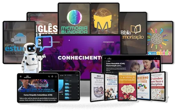 Cursos, livros e materiais da Memory Academy em vários dispositivos